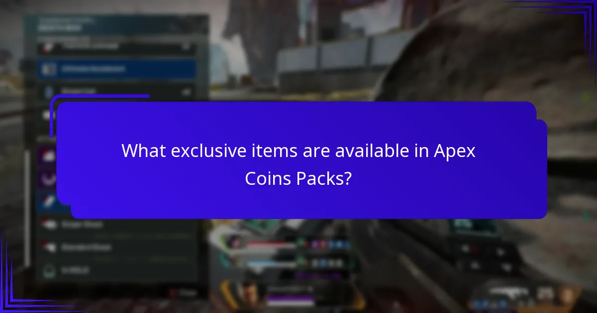 What exclusive items are available in Apex Coins Packs?