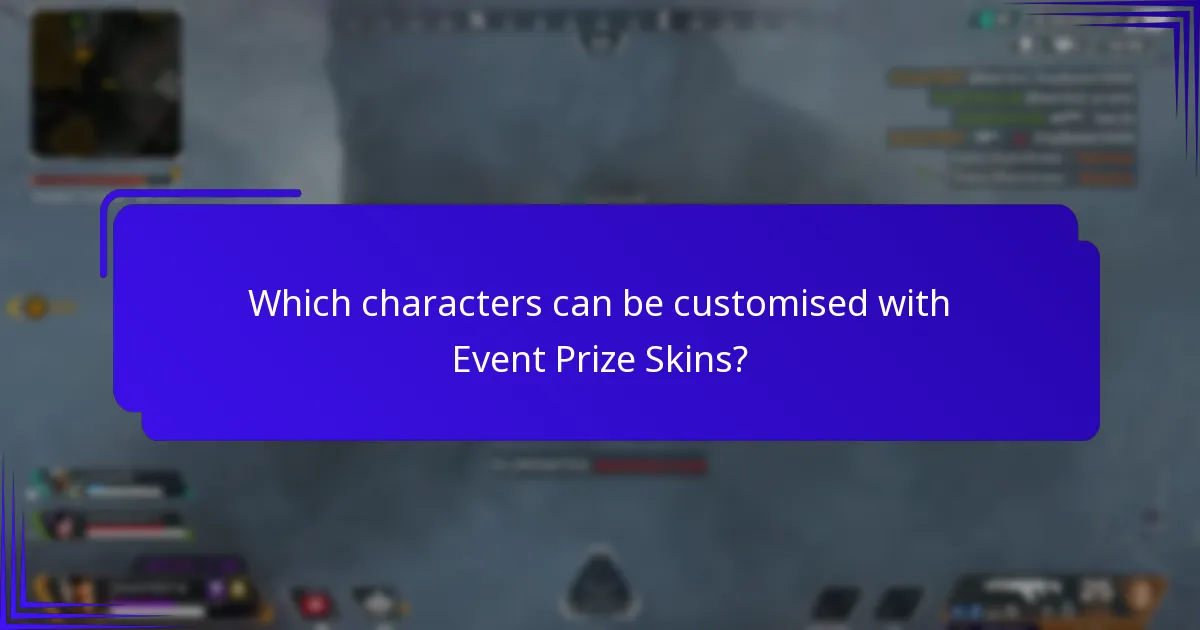 Which characters can be customised with Event Prize Skins?